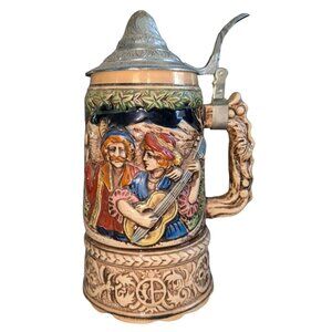 Vintage Toyo West Germany Musical Beer Stein Mug with Lid & Hand-Painted Design